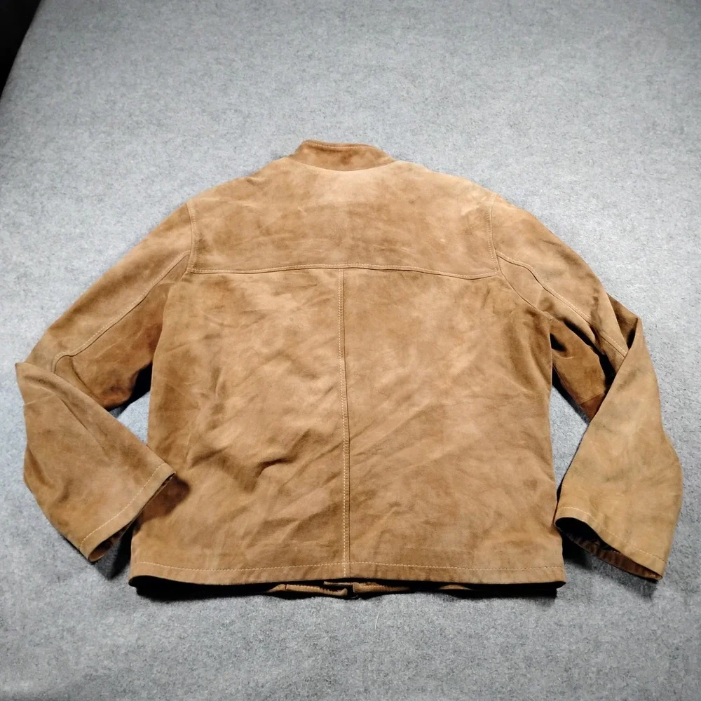 Vintage Banana Republic Men's Tan Genuine Suede Leather Cafe Racer Moto Jacket M